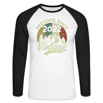 Millésime 2022 Cadeau D'anniversaire 2022 - T-shirt baseball manches longues Homme - blanc/noir - Devant - Nik (191cm)