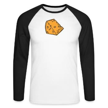 J'peux Pas J'ai Raclette - T-shirt baseball manches longues Homme - blanc/noir - Devant - Nik (191cm)