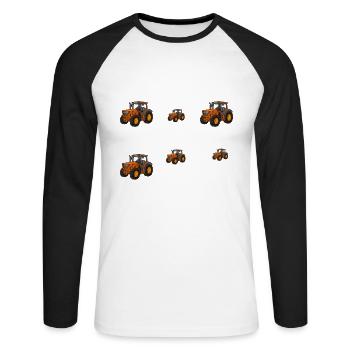 6 Dinge, die ich in meiner Freizeit tue Liebhaber von Traktoren - Unisex Baseballshirt langarm - Weiß/Schwarz - Vorne - Nik (191cm)
