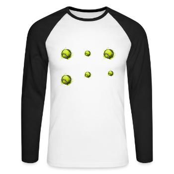 Ce que je fais Temps Libre Tennis - T-shirt baseball manches longues Homme - blanc/noir - Devant - Nik (191cm)