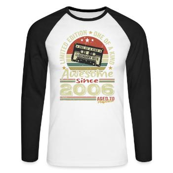 Vintage 2006 Original Rétro Cadeau Anniversaire - T-shirt baseball manches longues Homme - blanc/noir - Devant - Nik (191cm)