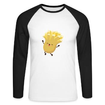 J'peux pas j'ai Patates Cadeau Jardinier Humour - T-shirt baseball manches longues Homme - blanc/noir - Devant - Nik (191cm)