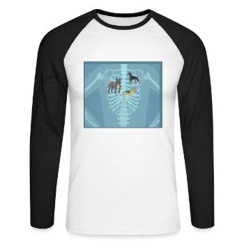 I Got that Dog in Me Xray Meme Funny - T-shirt baseball manches longues Homme - blanc/noir - Devant - Nik (191cm)