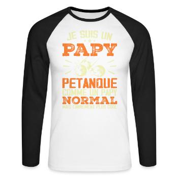 I'm a petanque grandpa - Unisex Long Sleeve Baseball T-Shirt - white/black - Front - Nik (191cm)