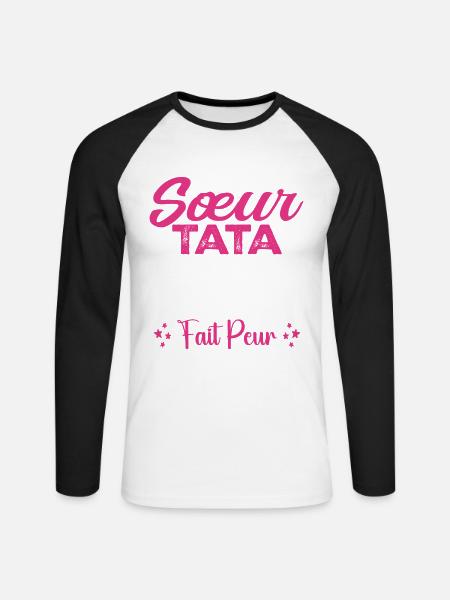 Sœur Tata et Marraine - T-shirt baseball manches longues Homme - blanc/noir