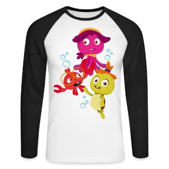 Maari - Abenteuer Am Riff Maari Mit Tuts Und Fin - Unisex Baseballshirt langarm - Weiß/Schwarz - Vorne - Nik (191cm)
