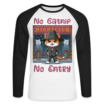 Keine Katzenminze - kein Eintritt - Unisex Baseballshirt langarm - Weiß/Schwarz - Vorne - Nik (191cm)