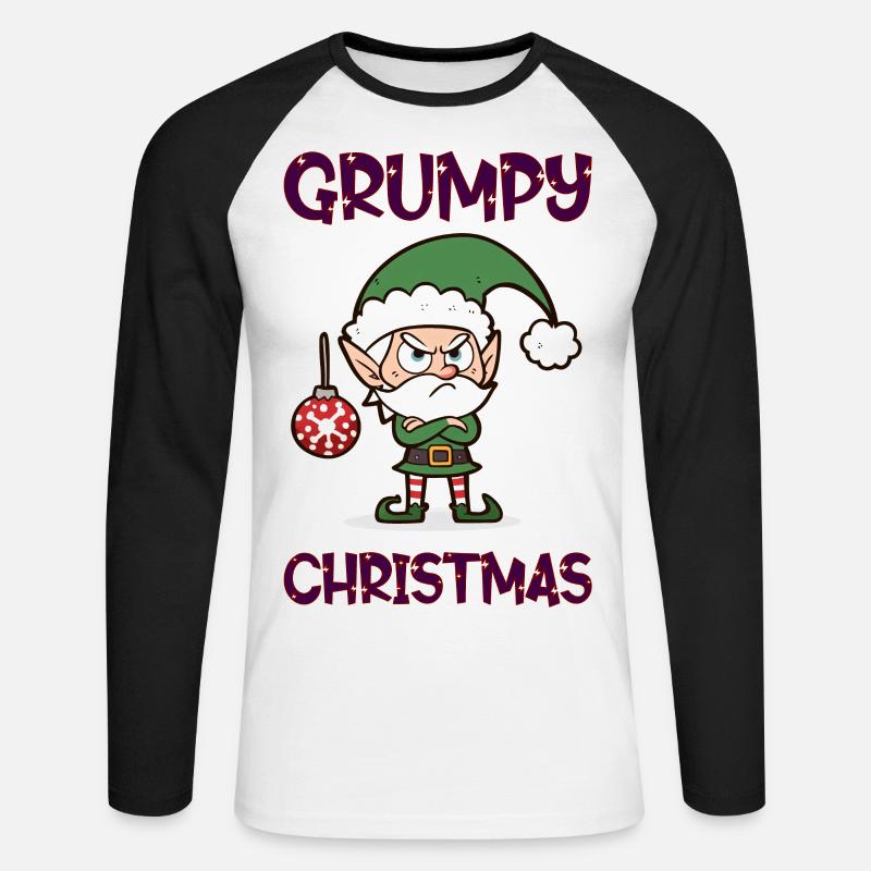 Grumpy Christmas Elf - Unisex Baseballshirt langarm - Weiß/Schwarz