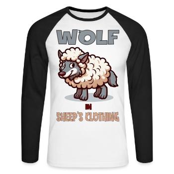 Wolf in Sheep's clothing - Unisex Baseballshirt langarm - Weiß/Schwarz - Vorne - Nik (191cm)