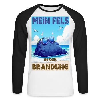 Mein Fels in der Brandung - deutsche Version - Unisex Baseballshirt langarm - Weiß/Schwarz - Vorne - Nik (191cm)