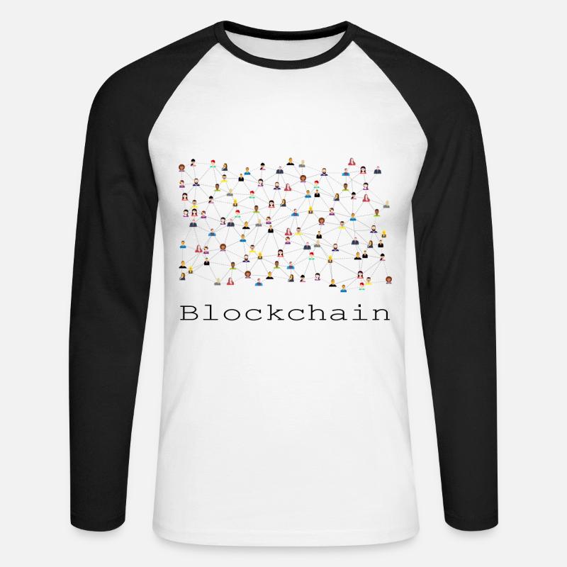 block Chain - Unisex Long Sleeve Baseball T-Shirt - white/black