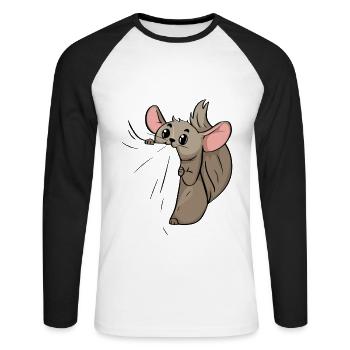 Cadeau mignon d'amant d'animal familier de hamster Chinchilla - T-shirt baseball manches longues Homme - blanc/noir - Devant - Nik (191cm)