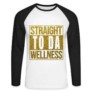 Wellness Urlaub Erholung Relaxen Fitness Geschenk - Unisex Baseballshirt langarm - Weiß/Schwarz - Vorne - Nik (191cm)