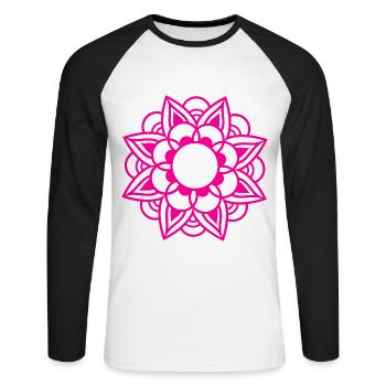 Fleur Fleur Bouquet - T-shirt baseball manches longues Homme - blanc/noir - Devant - Nik (191cm)