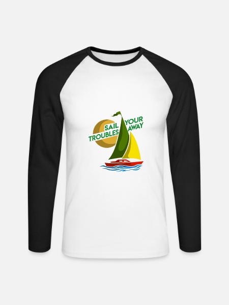 Segel mit Sorgen davon - Unisex Baseballshirt langarm - Weiß/Schwarz