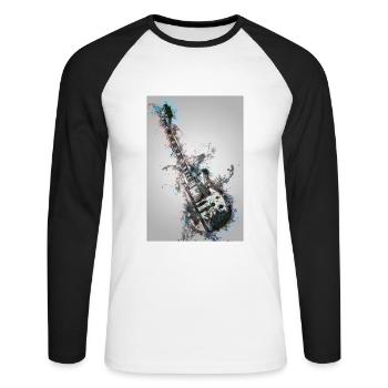 Gitarre - Unisex Baseballshirt langarm - Weiß/Schwarz - Vorne - Nik (191cm)