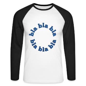 bla bla bla - Unisex Baseballshirt langarm - Weiß/Schwarz - Vorne - Nik (191cm)
