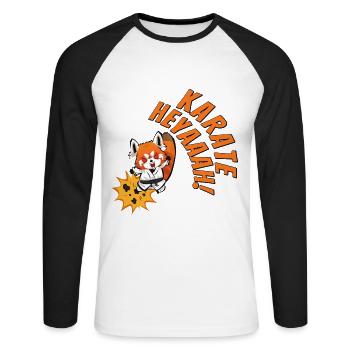 Karaté. Heyaaah! - T-shirt baseball manches longues Homme - blanc/noir - Devant - Nik (191cm)