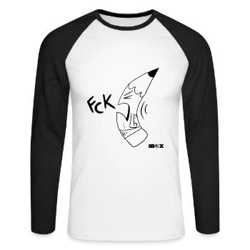Bleistift Pencil FCK! Gaming Sketchbook Instagram - Unisex Long Sleeve Baseball T-Shirt - white/black - Front - Nik (191cm)