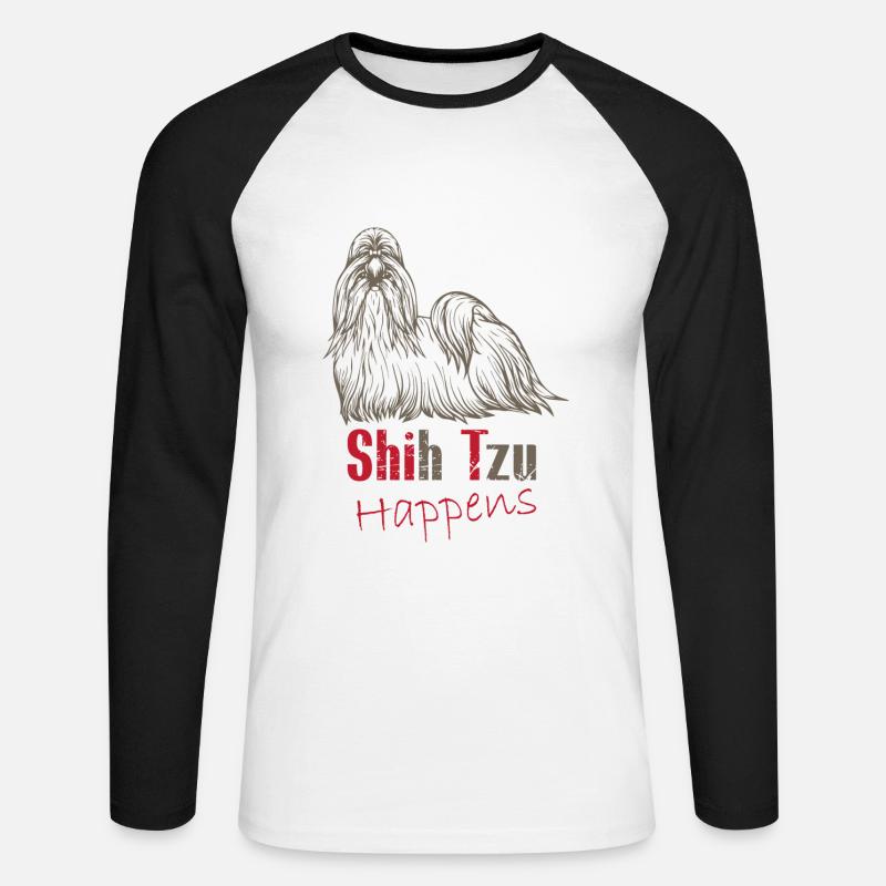 Shit happens - Unisex Baseballshirt langarm - Weiß/Schwarz