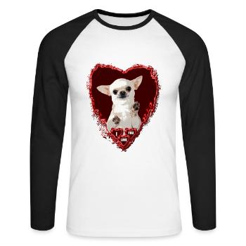 Maman ma mère aime les Chihuahuas saint valentin - T-shirt baseball manches longues Homme - blanc/noir - Devant - Nik (191cm)