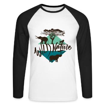 La nature sauvage - T-shirt baseball manches longues Homme - blanc/noir - Devant - Nik (191cm)