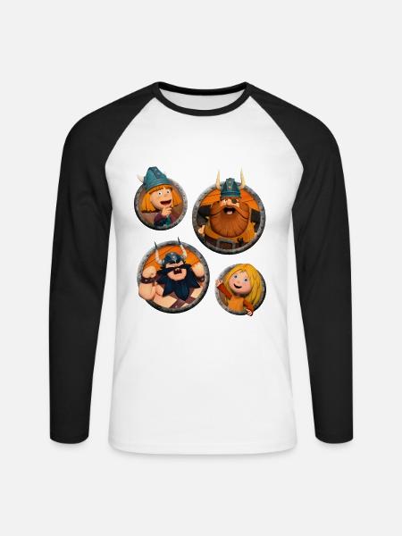 Vicky the Viking characters - Unisex Long Sleeve Baseball T-Shirt - white/black