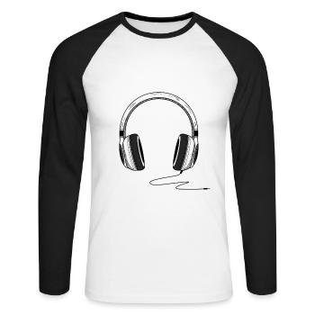 Music Headphones drown Music Headphones Painted - Unisex Long Sleeve Baseball T-Shirt - white/black - Front - Nik (191cm)