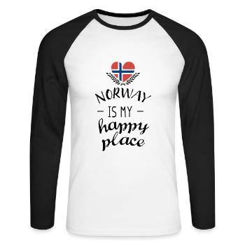 Norway Scandinavia Happy - Unisex Baseballshirt langarm - Weiß/Schwarz - Vorne - Nik (191cm)