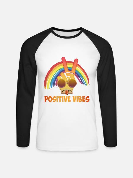 Positive Schwingungen - Unisex Baseballshirt langarm - Weiß/Schwarz
