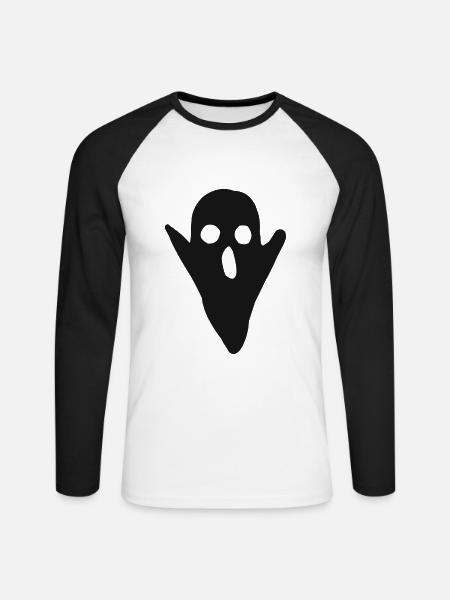 Gespenster Geister Kostüm Gespenst Halloween Geist - Unisex Baseballshirt langarm - Weiß/Schwarz