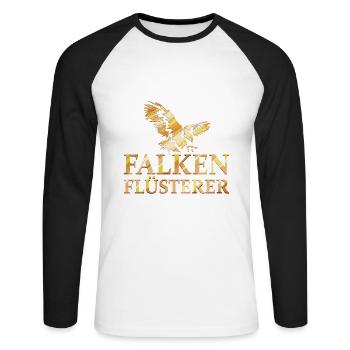 Falke Vogel Raubvogel Falknerei Falkner Falkenflüs - Unisex Baseballshirt langarm - Weiß/Schwarz - Vorne - Nik (191cm)