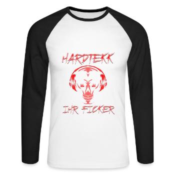 Hardtekk Ihr Ficker Techno Rave Festival - Unisex Baseballshirt langarm - Weiß/Schwarz - Vorne - Nik (191cm)