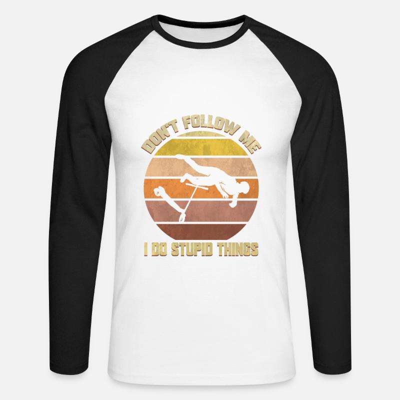 Scooter Tretroller Elektro Roller - Unisex Baseballshirt langarm - Weiß/Schwarz