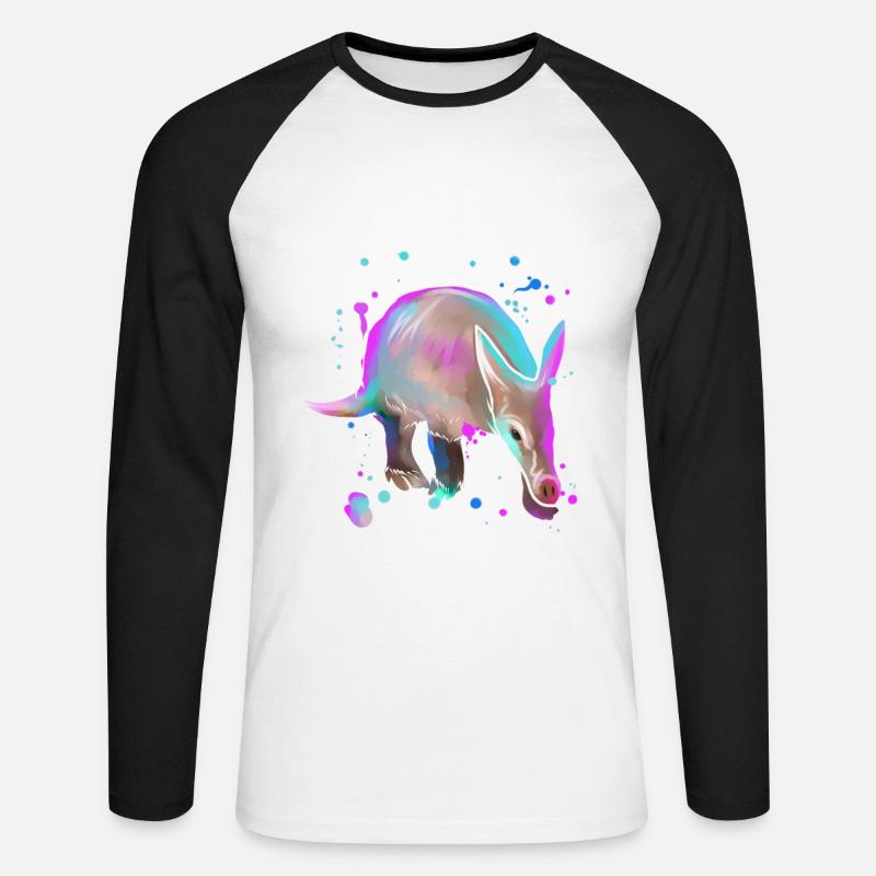 Erdferkel Aardvark Geschenk - Unisex Baseballshirt langarm - Weiß/Schwarz