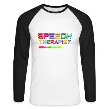 Speech therapist speech therapist - Unisex Long Sleeve Baseball T-Shirt - white/black - Front - Nik (191cm)