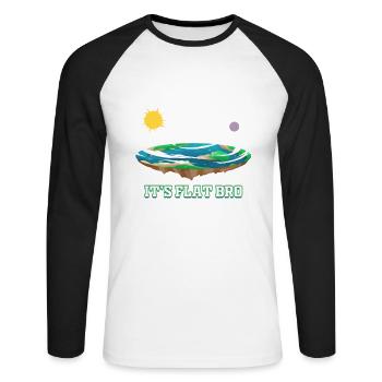 Flache Erde It's Flat Bro Verschwörung Flat Earth - Unisex Baseballshirt langarm - Weiß/Schwarz - Vorne - Nik (191cm)