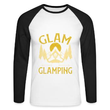 Glamping Camping Glamper - T-shirt baseball manches longues Homme - blanc/noir - Devant - Nik (191cm)