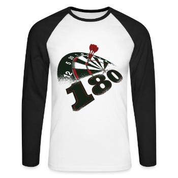 Dart Dartpfeil Darts Bullseye WM darten Geschenk - Unisex Baseballshirt langarm - Weiß/Schwarz - Vorne - Nik (191cm)
