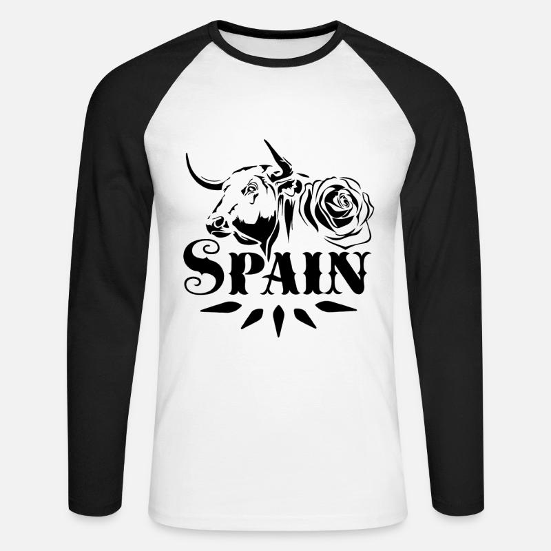Spain - Unisex Baseballshirt langarm - Weiß/Schwarz