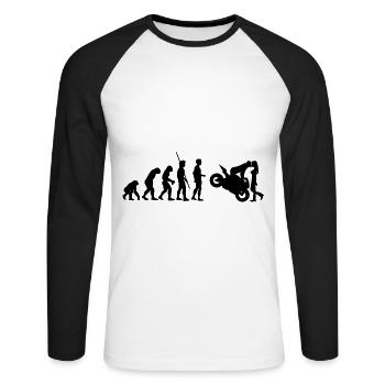 Motorrad Evolution Pärchen Bike Moped Biker Paar - Unisex Baseballshirt langarm - Weiß/Schwarz - Vorne - Nik (191cm)