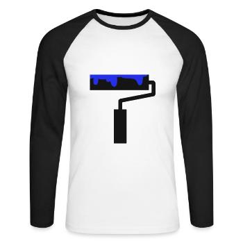 Pinsel Maler und Lackierer Malen Streichen Farbe - Unisex Baseballshirt langarm - Weiß/Schwarz - Vorne - Nik (191cm)