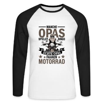 Motorrad Biker Chopper Großvater Opa - Unisex Baseballshirt langarm - Weiß/Schwarz - Vorne - Nik (191cm)