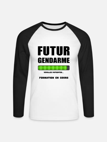 FUTUR GENDARME - T-shirt baseball manches longues Homme - blanc/noir