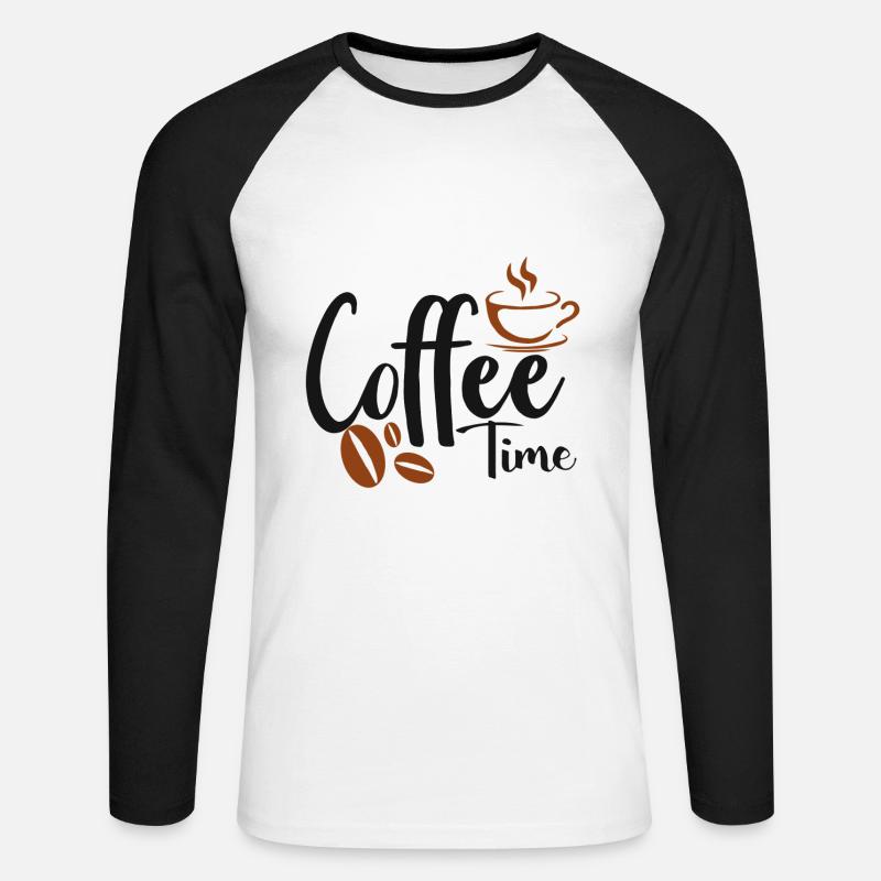 Kaffeebohne Tasse Koffein Geschenk Coffee Kaffee - Unisex Baseballshirt langarm - Weiß/Schwarz