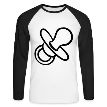 Schnuller Geschenk Kleinkind Baby Schwangerschaft - Unisex Baseballshirt langarm - Weiß/Schwarz - Vorne - Nik (191cm)