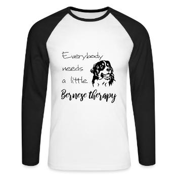 Chien de montagne bernois - T-shirt baseball manches longues Homme - blanc/noir - Devant - Nik (191cm)