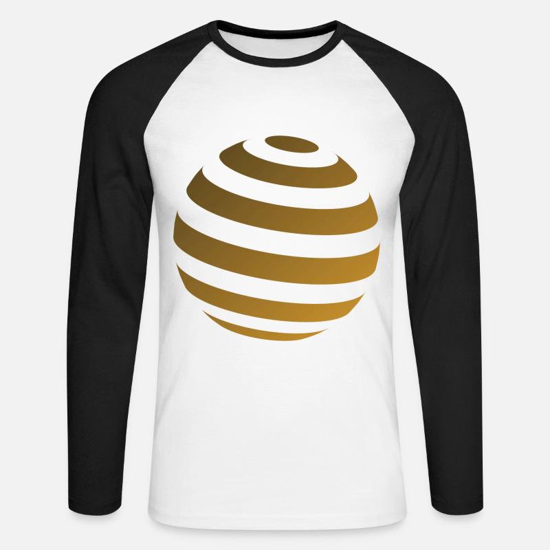3d Kreis Kugel - Unisex Baseballshirt langarm - Weiß/Schwarz