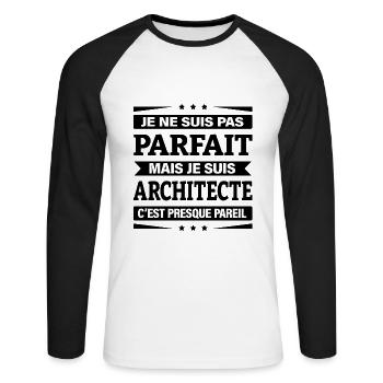 ARCHITECTE - T-shirt baseball manches longues Homme - blanc/noir - Devant - Nik (191cm)