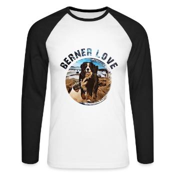 Crabot bernois de montagne - T-shirt baseball manches longues Homme - blanc/noir - Devant - Nik (191cm)